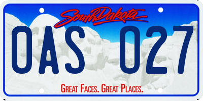 SD license plate 0ASO27