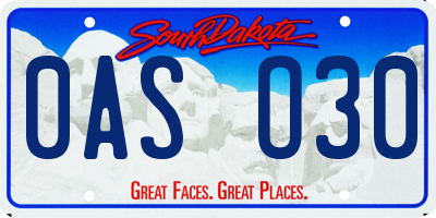 SD license plate 0ASO30