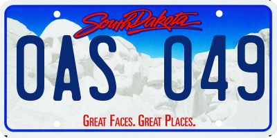 SD license plate 0ASO49