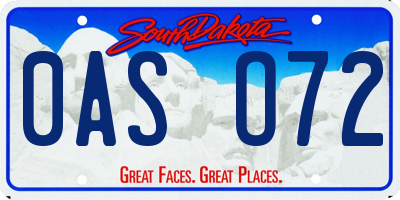 SD license plate 0ASO72