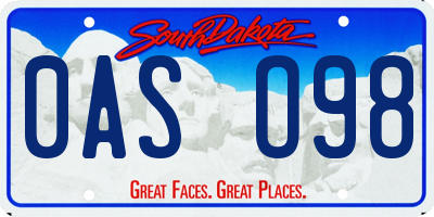 SD license plate 0ASO98