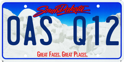 SD license plate 0ASQ12