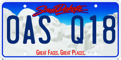 SD license plate 0ASQ18