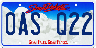 SD license plate 0ASQ22