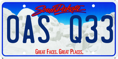 SD license plate 0ASQ33