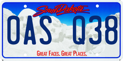 SD license plate 0ASQ38