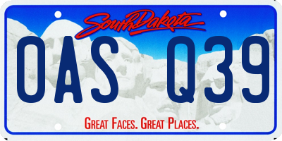 SD license plate 0ASQ39