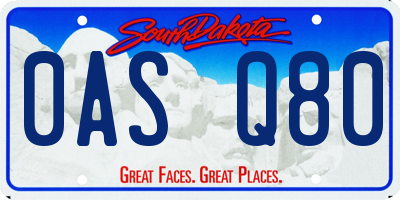 SD license plate 0ASQ80