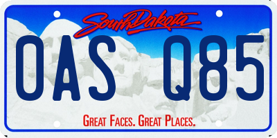 SD license plate 0ASQ85