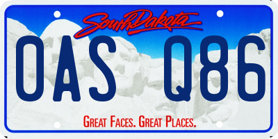 SD license plate 0ASQ86