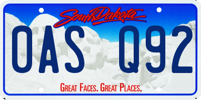 SD license plate 0ASQ92