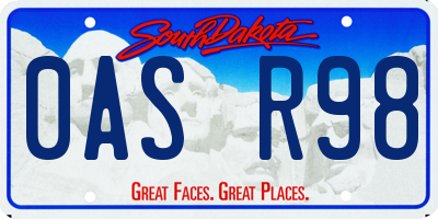 SD license plate 0ASR98