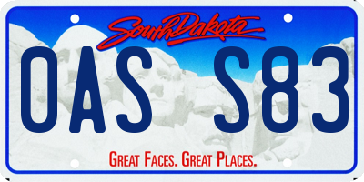 SD license plate 0ASS83