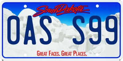 SD license plate 0ASS99