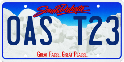 SD license plate 0AST23