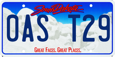 SD license plate 0AST29
