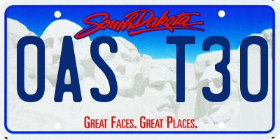 SD license plate 0AST30