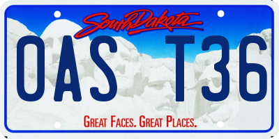 SD license plate 0AST36