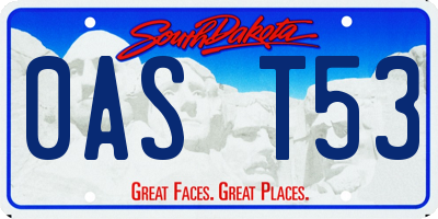 SD license plate 0AST53