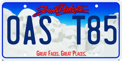 SD license plate 0AST85