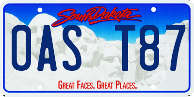 SD license plate 0AST87