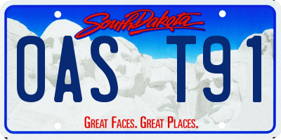 SD license plate 0AST91