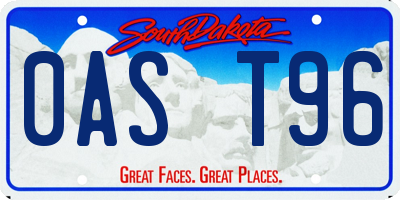 SD license plate 0AST96