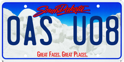 SD license plate 0ASU08