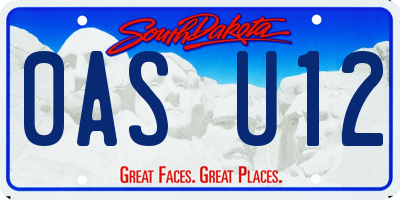 SD license plate 0ASU12