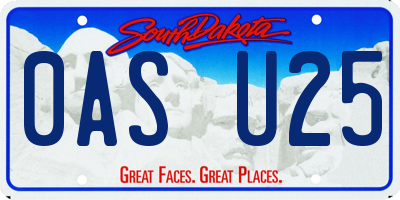 SD license plate 0ASU25