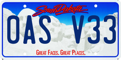 SD license plate 0ASV33