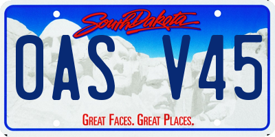 SD license plate 0ASV45