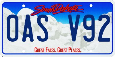 SD license plate 0ASV92