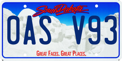 SD license plate 0ASV93