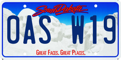SD license plate 0ASW19