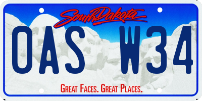 SD license plate 0ASW34