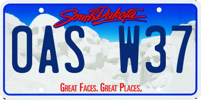 SD license plate 0ASW37