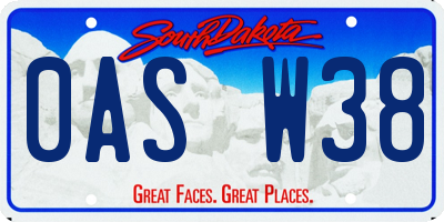 SD license plate 0ASW38