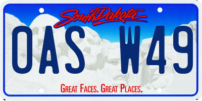 SD license plate 0ASW49
