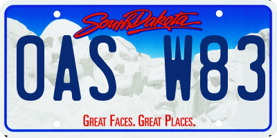 SD license plate 0ASW83