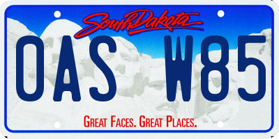SD license plate 0ASW85