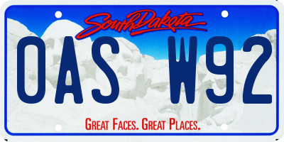 SD license plate 0ASW92