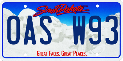 SD license plate 0ASW93
