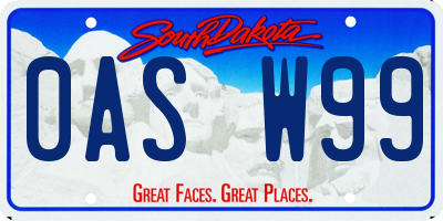 SD license plate 0ASW99
