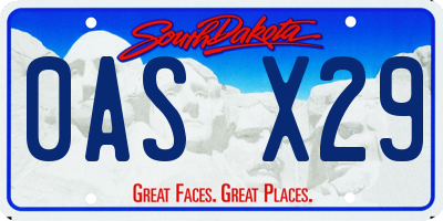SD license plate 0ASX29