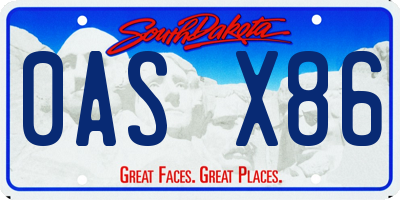 SD license plate 0ASX86