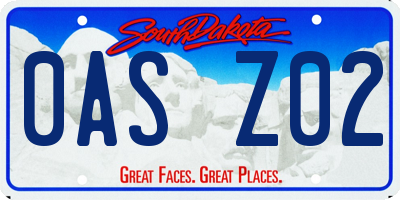 SD license plate 0ASZ02