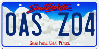 SD license plate 0ASZ04