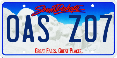SD license plate 0ASZ07