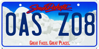 SD license plate 0ASZ08